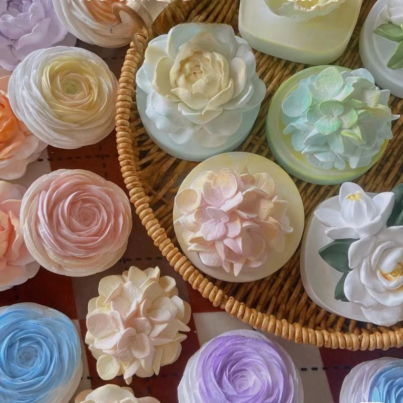 

3D Flowers Aromatherapy Wax Gypsum Silicone Mold Beautiful Flower Plaster Ornament Molds For Car Decoration Resin Crafts Mould