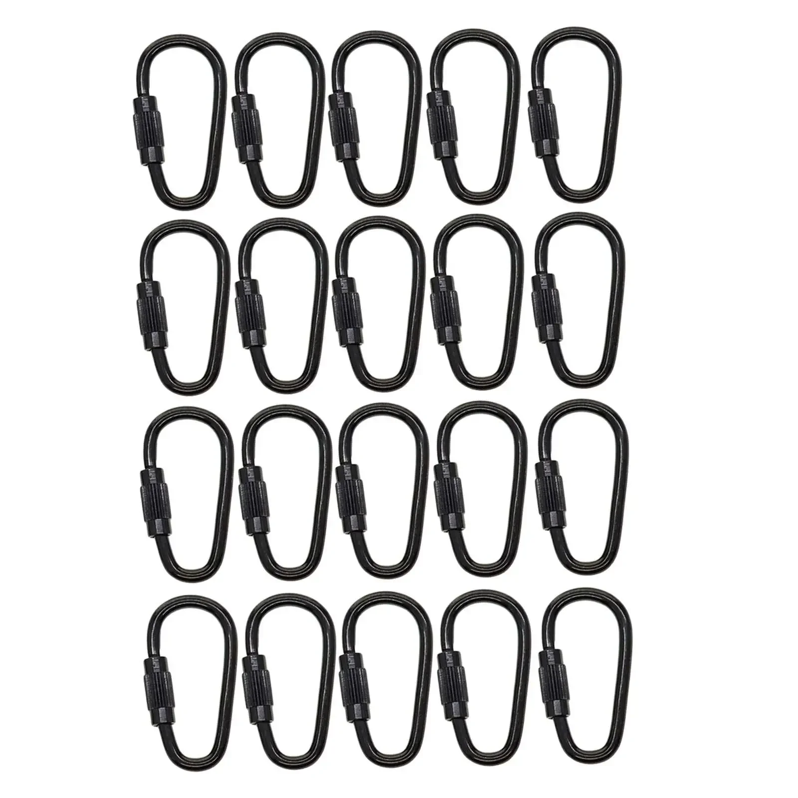 20Pcs Small Locking Carabiner Clip Screw Lock Carabiner Steel Black Hanging