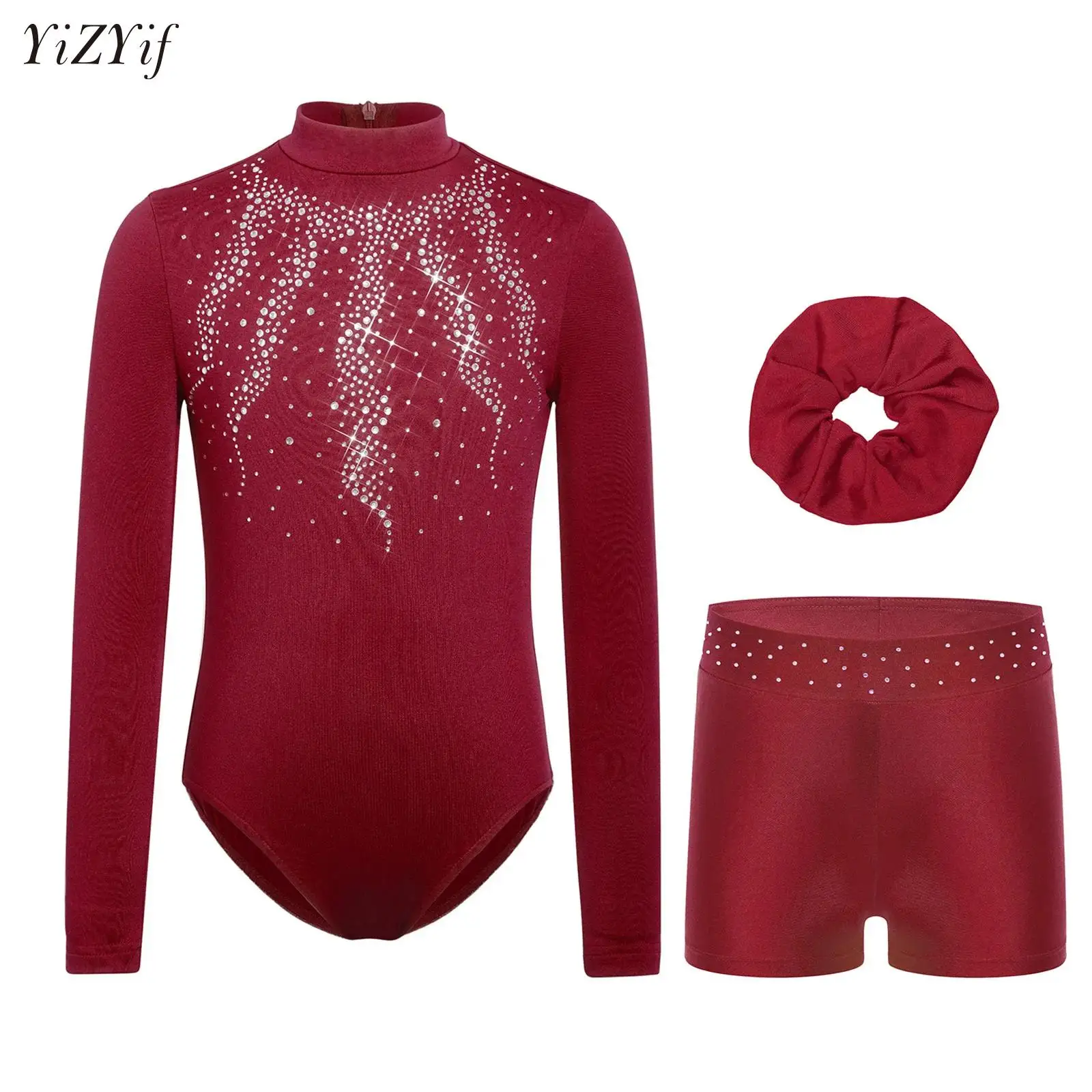 

Комплект для балета и танцев для девочек: гимнастический купальник с длинным рукавом, шорты, резинка для волос, комбинезон-юнитард, бикинтард, танцевальный костюм