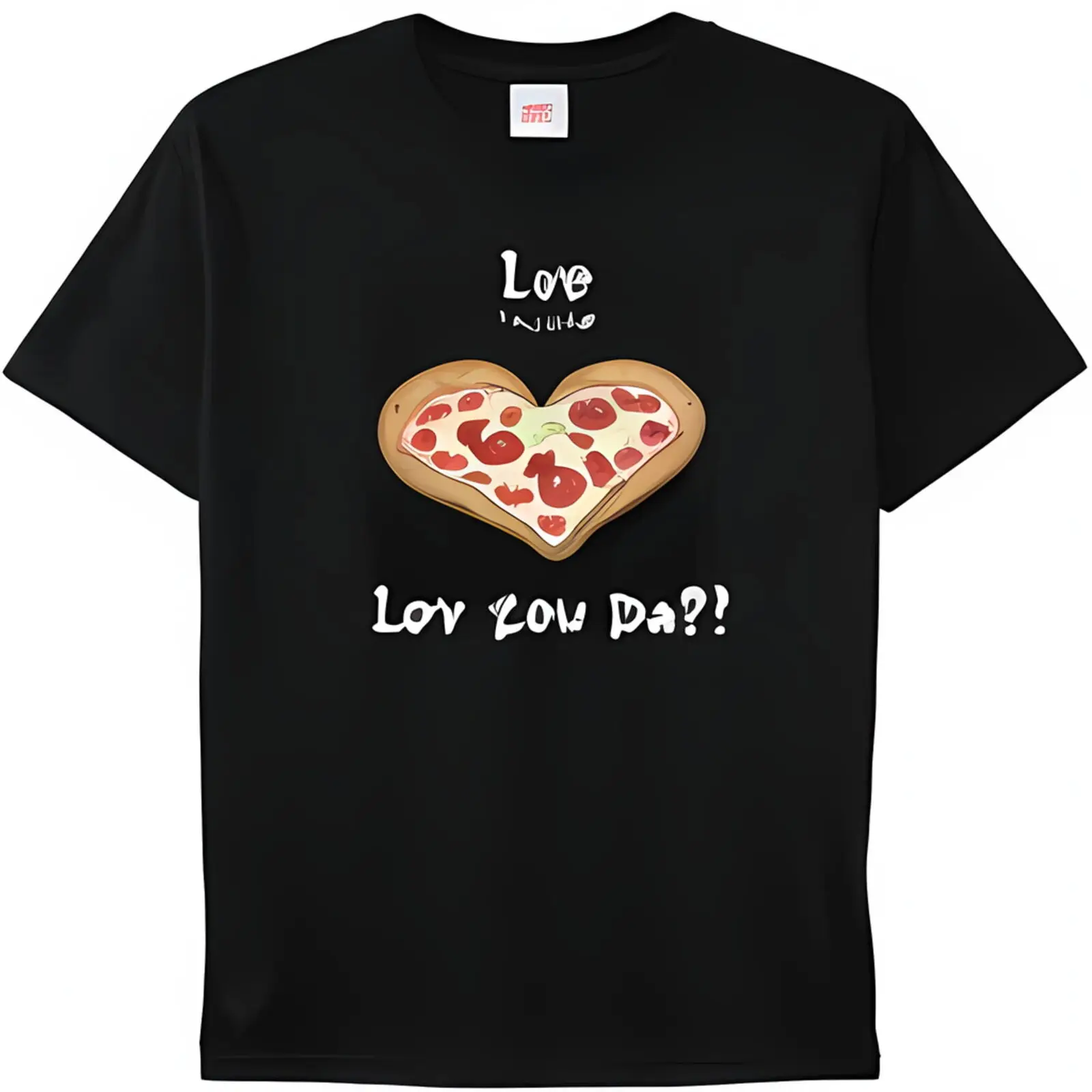 Express Your Love with a Playful Twist: Black T-Shirt Featuring a Charming