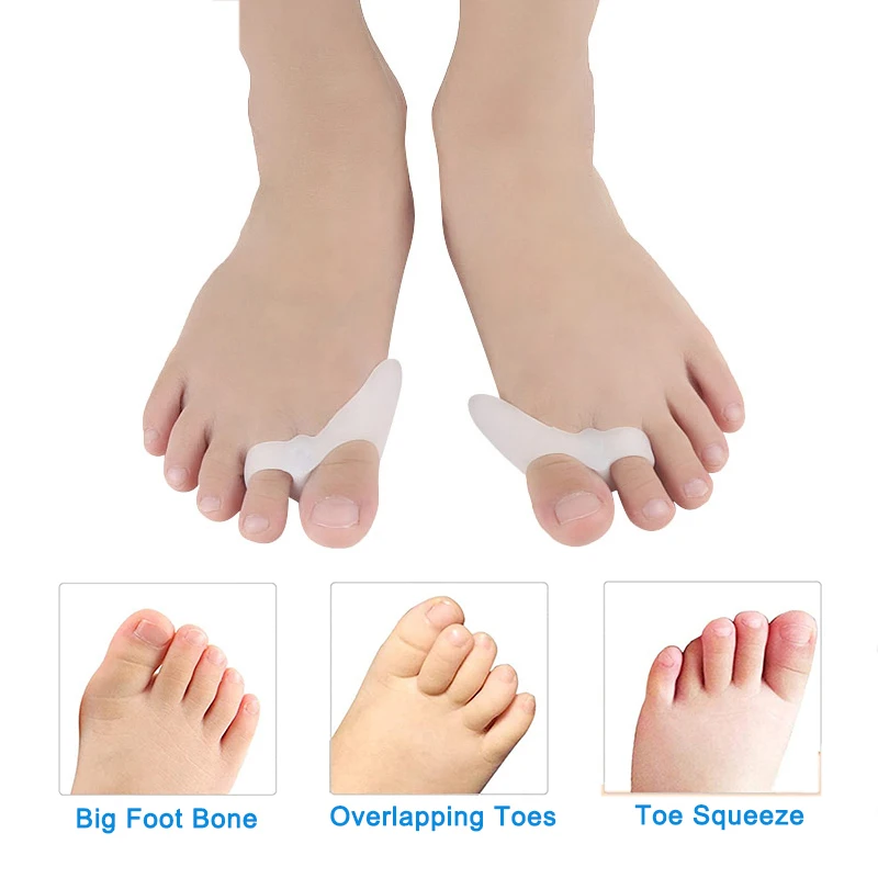 Pexmen 2/4Pcs Child Toe Separators with 2 Loops Bunion Corrector Pads for Kids Bunion Relief Protector Big Toe Spacers