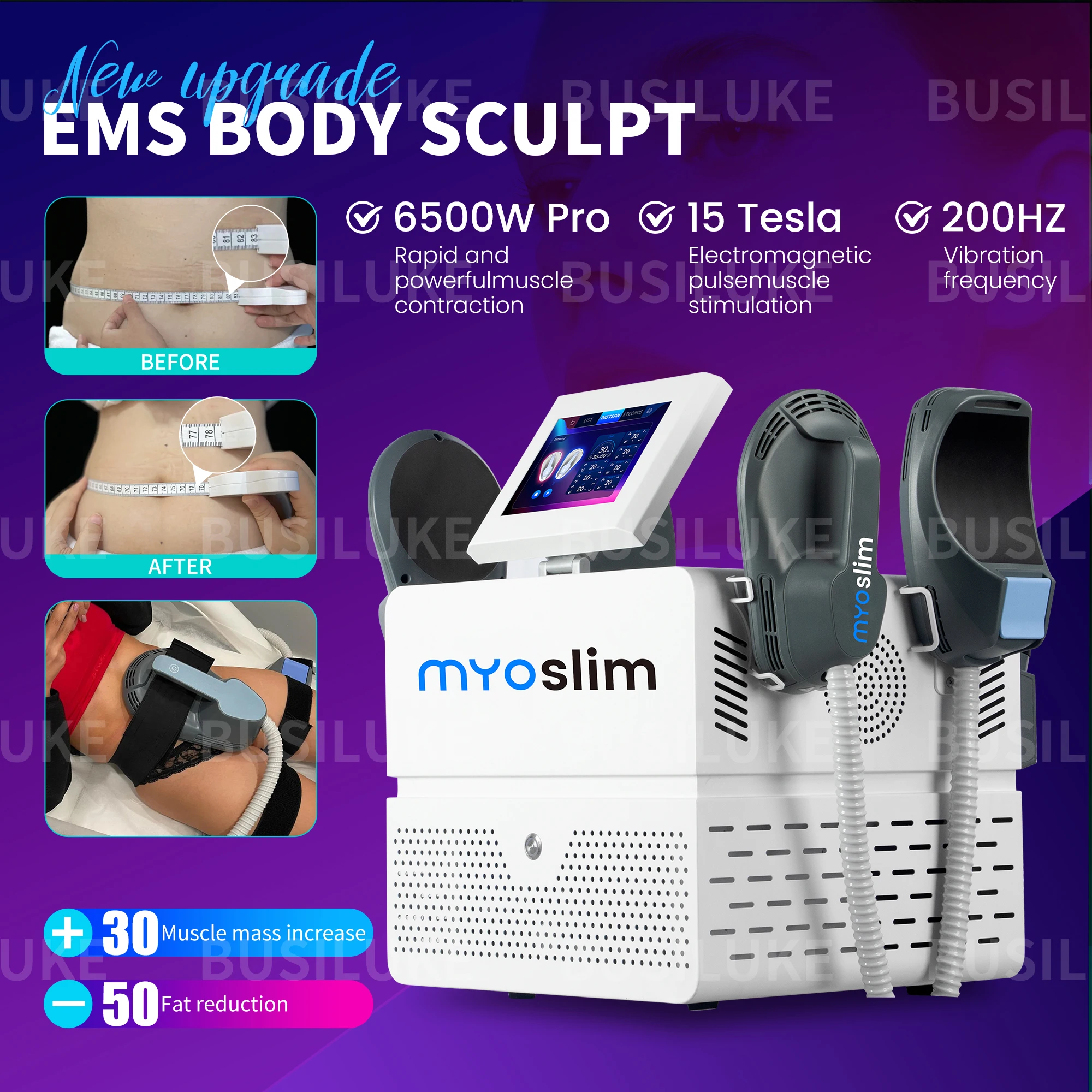 

Профессиональный аппарат для коррекции фигуры Myoslim EMS 6500W, стимулятор мышц 200 Гц, портативный RF-аппарат для похудения, удаления жира и коррекции фигуры