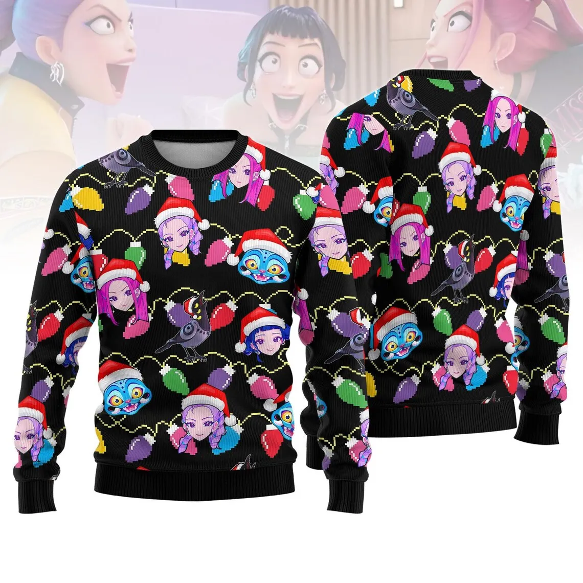 عيد الميلاد هنتركس الأطفال سترة قبيحة بكسل الفتيات عيد الميلاد سترة Kpop شيطان هنتر البلوز هدية عيد الميلاد