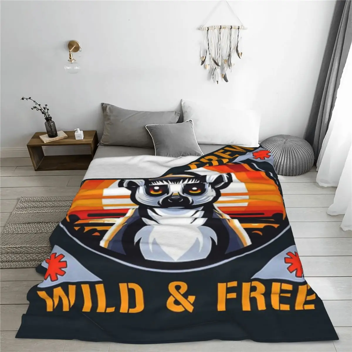 Lemur - Wild And Free blankets Warm Flange blankets Soft and comfortable blanket picnic blanket birthday gift