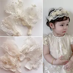 Hollow Lace Florwers Cute Baby Headbands Elastic Girl Hair Bands Newborn Infant Accessories Countryside Headwear