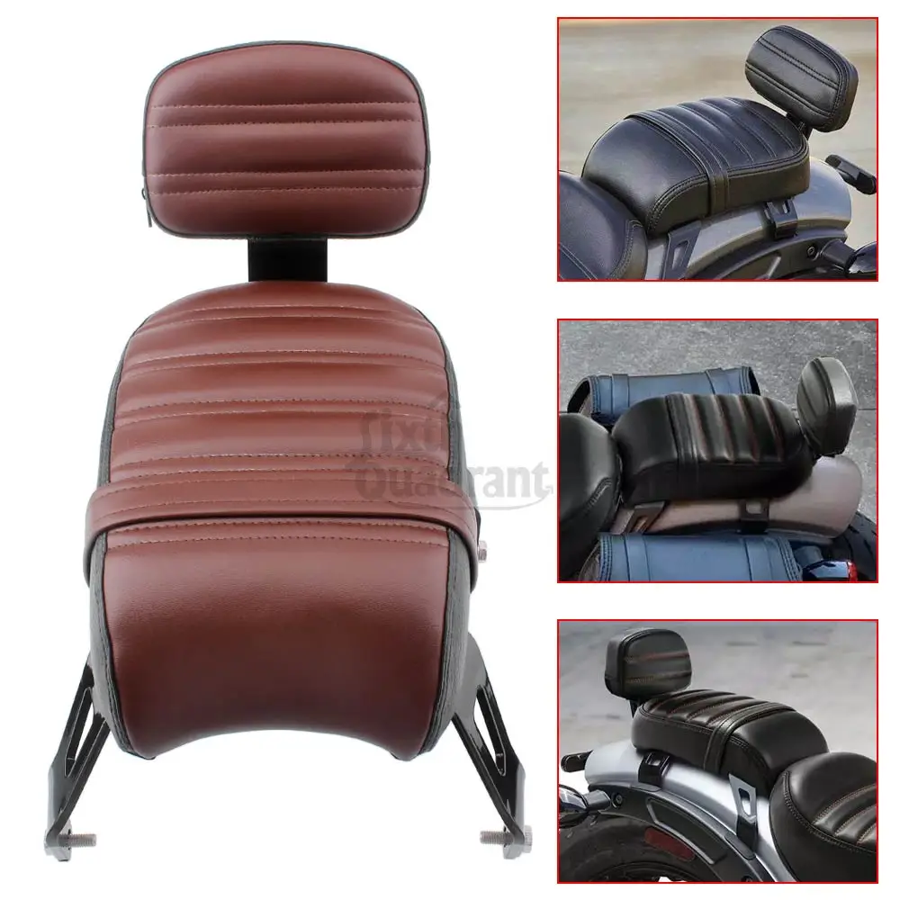 Motorcycle Accessory Leather Rear Passenger Seat With Backrest Kits Replacement Brown/Black Fit For Scout Rogue Sixty 2022-2024