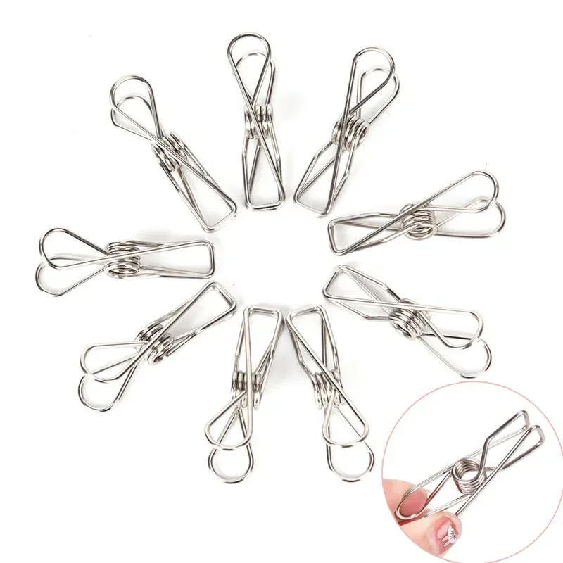 28Pcs/lot Stainless Steel Clothes Pegs Hanging Clothes Pins Beach Towel Clips Household Bed Sheet Clothespins Wholesale