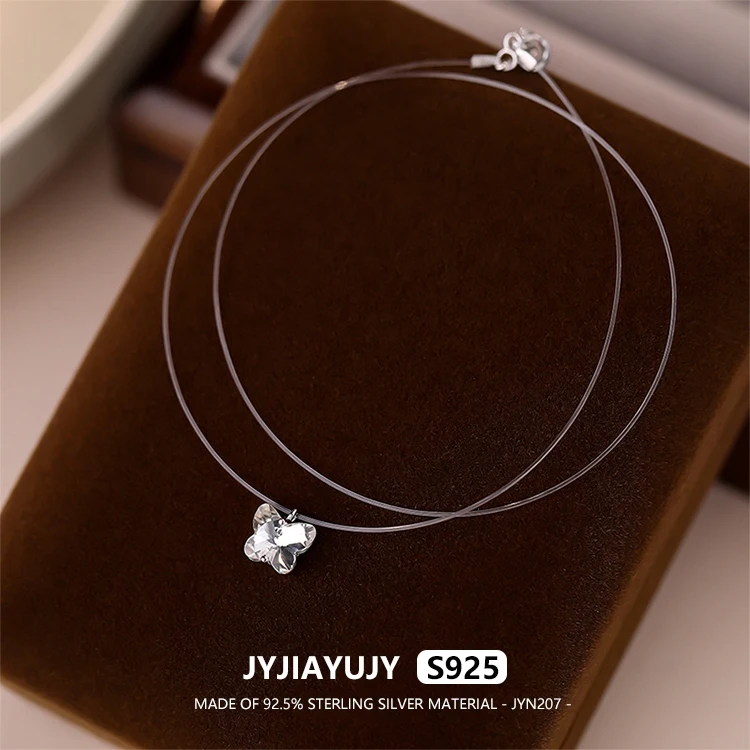

JYJIAYUJY 100% цельно оригинальное ожерелье из стерлингового серебра S925, 8 мм, прозрачная леска с бабочкой, ювелирные изделия на каждый день JYN207