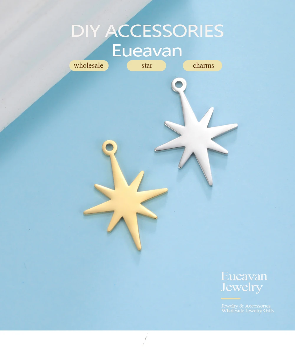 EUEAVAN 5 Stück North Star Charm Edelstahl Charms Kleiner Anhänger Halskette Zubehör Schmuckherstellung Zubehör Großhandel – Detail 4