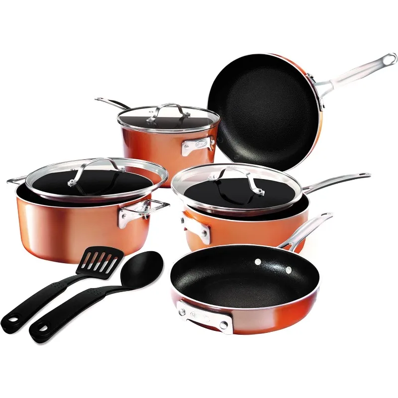 Non Stick Cookware Set, Kitchen Cookware Sets,Pot and Pan Set,Pot Set, Space Saving Pots and Pans Set with Lids,Dishwasher Safe