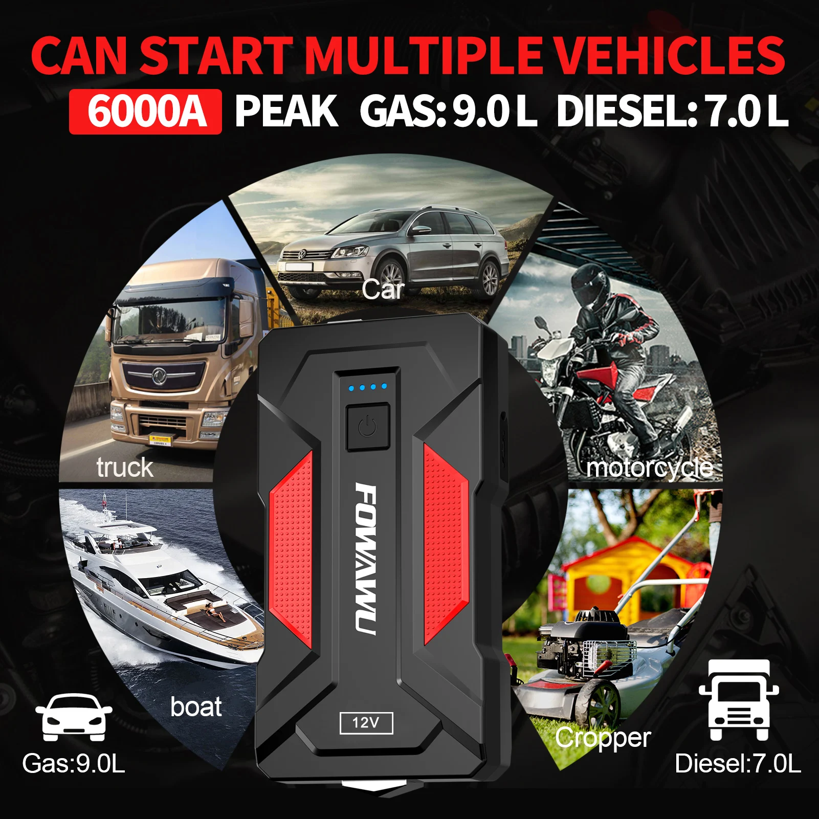 6000A سيارة الانتقال كاتب، الانتقال كاتب، 24800mAh بطارية السيارة الانتقال كاتب، سيارة الانتقال كاتب، بطارية محمولة البلوز كاتب #3