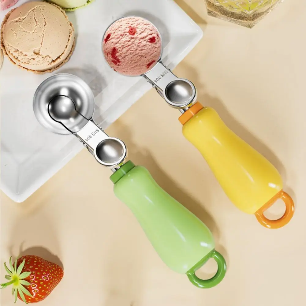 

Creative Press Ice Cream Scoop Stainless Steel Non-Stick Fruit Ball Spoon Comfort Grip Rust-proof Ice Cream Digger
