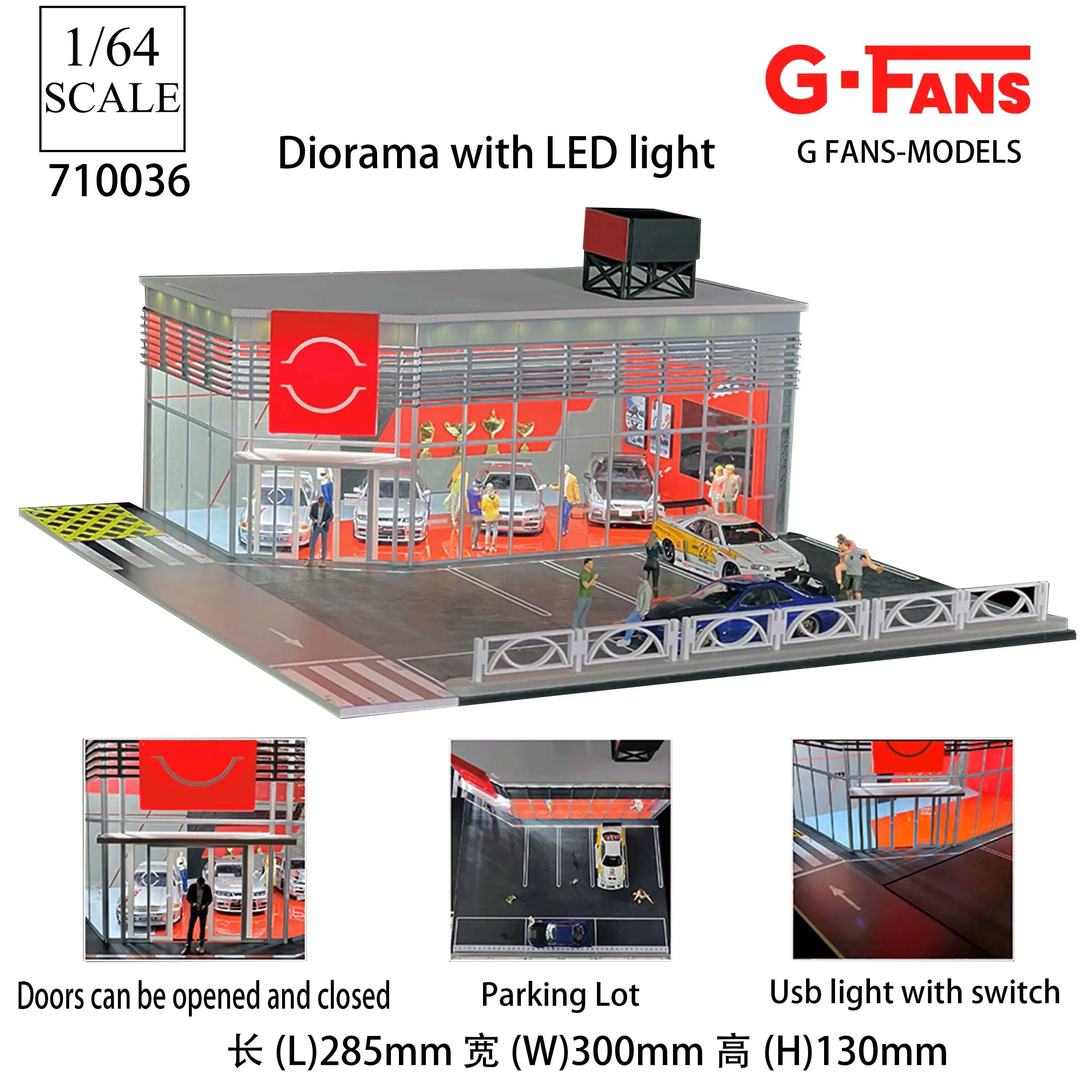 1:64 Maßstab Miniatur-Gebäudeszene Autoparkplatz-Modell Beleuchtete Version Autogarage Diorama-Modelle Simulationssammlung Geschenk