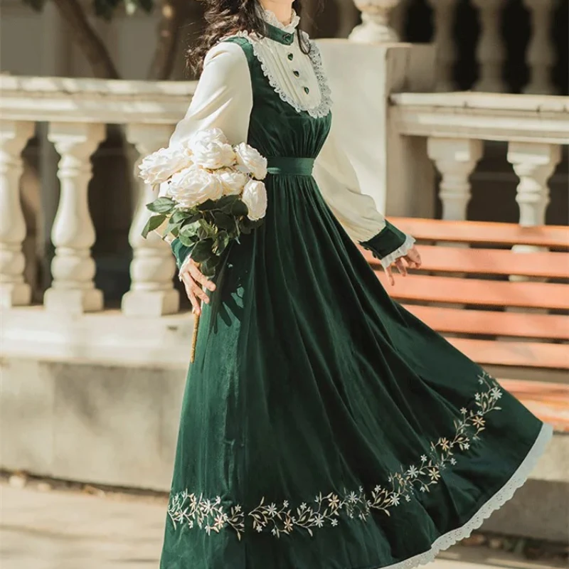 

Palace Stand-up Collar Elegant Party Dress Lace Robe Femme Retro Cute 2025 Lolita Dresses Femme Love Ruffled Embroidery wdewd2