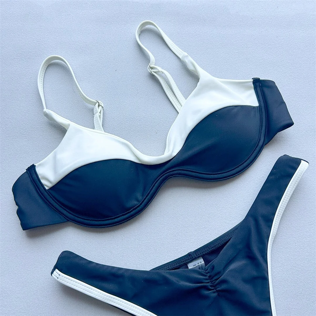 Splicing-Bikini mit Bügel, Damen-Badeanzug, zweiteiliges Bikini-Set, brasilianischer Badeanzug mit Polsterung, Badebekleidung, Schwimmbekleidung V8457 – Detail 6