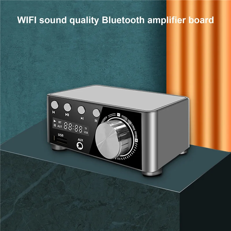 Bluetooth Digital Power Amplifier Board Class D Audio Amplifiers Mini HiFi Stereo Fever Audio MP3 Player Silver