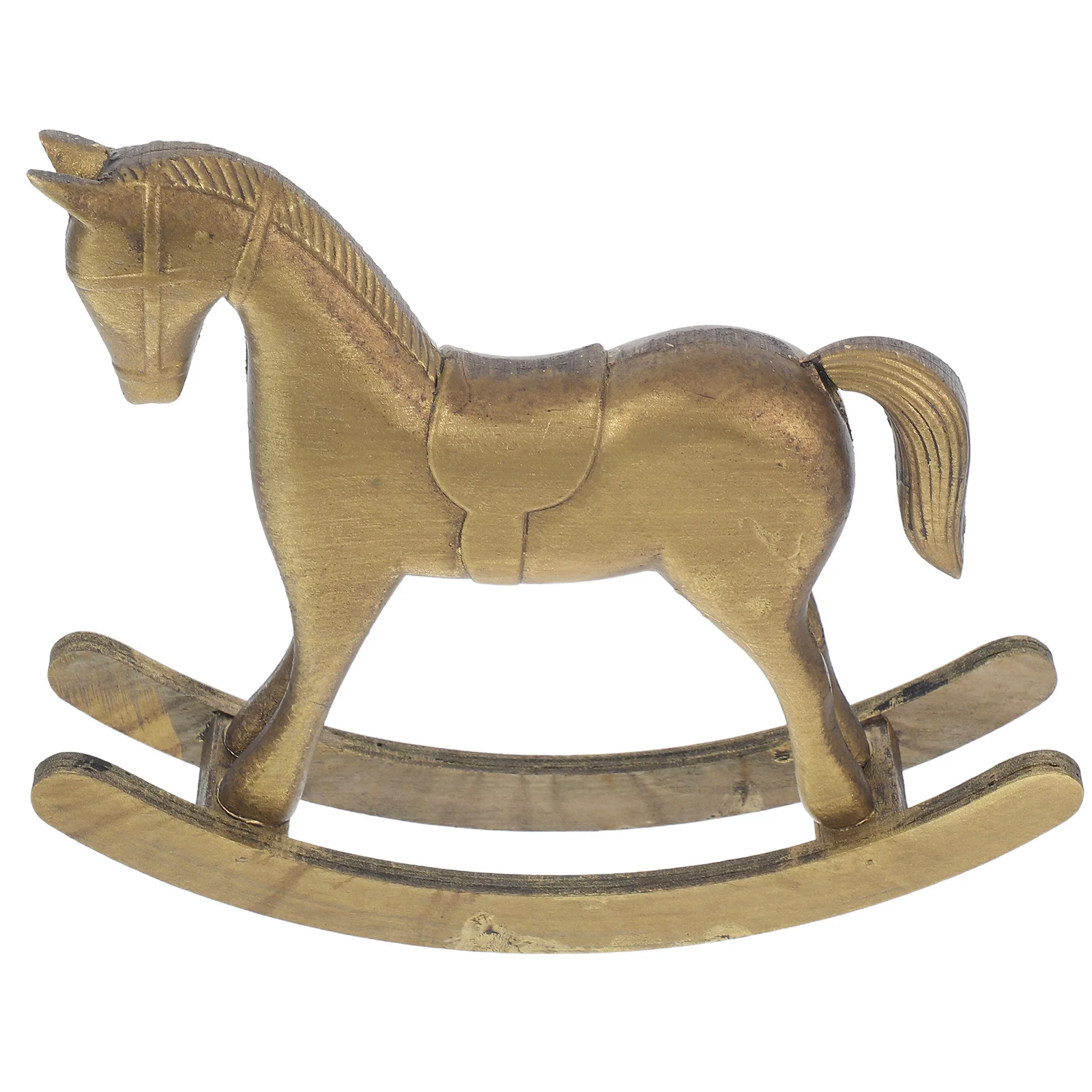 

Wooden Rocking Horse Vintage Desktop Decoration Rustic Handmade Table Ornament for Office Living Room Shelf Home