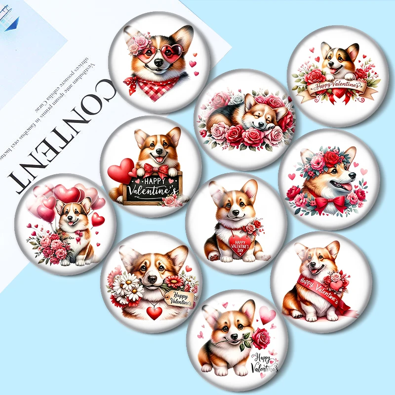 Lover's Love Dog 12/18/20/25mm glass cabochon  bracelet pendant rings for jewelry demo earrings back Making findings