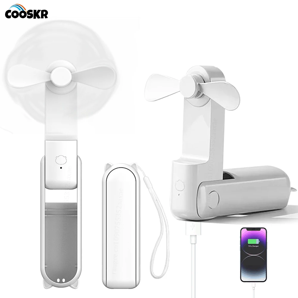 พัดลมมือถือขนาดเล็ก 3 ใน 1 พัดลมพกพา 2000mAh USB ชาร์จใหม่ได้พร้อม Power Bank น้ําหนักเบากระเป๋าพัดลมขนาดเล็กสําหรับเดินทางกลางแจ้ง