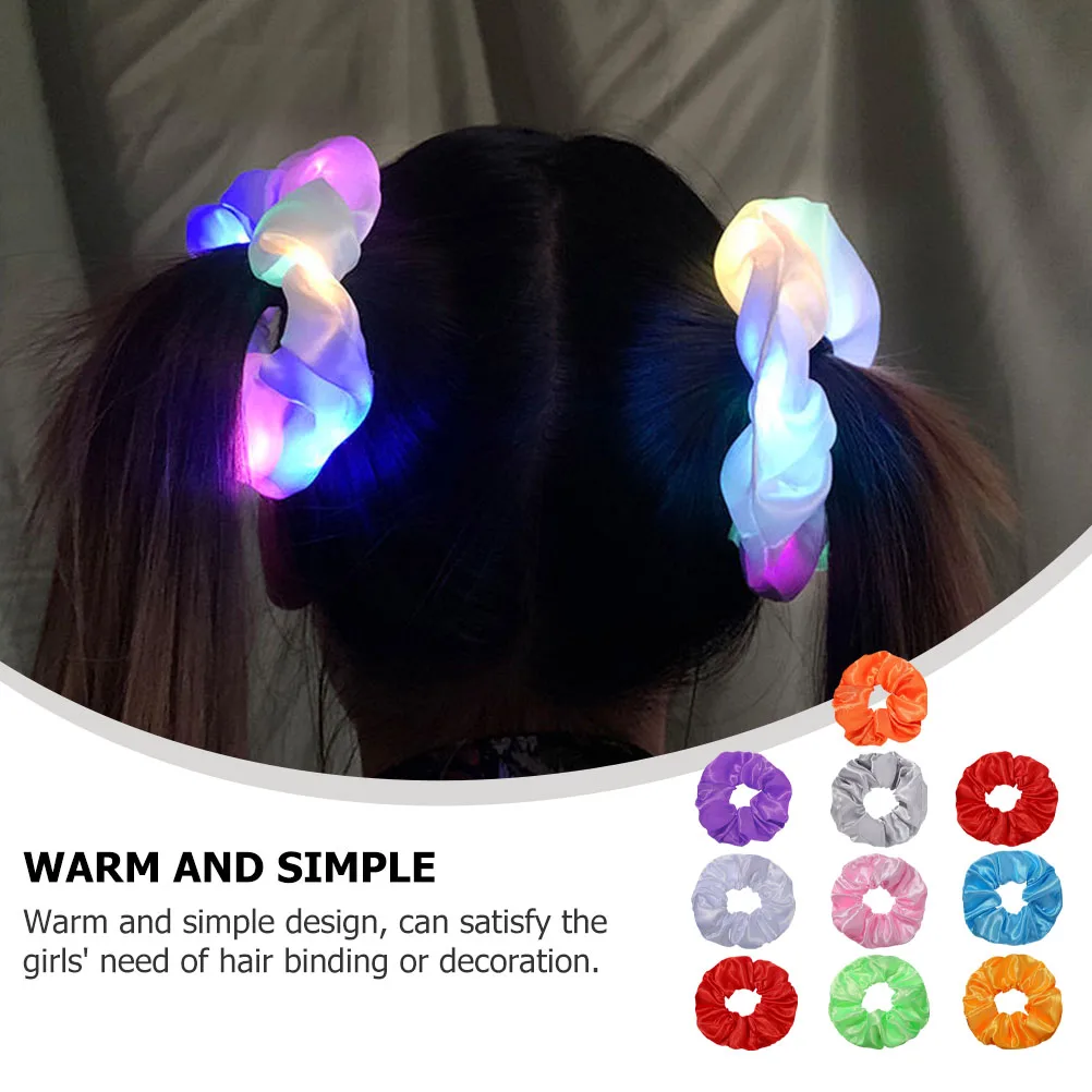 

10pcs Glowing Tie Decorative Hair Rings Luminous Elastic Hairband Party Rope Warm Simple Design Hair Accessories