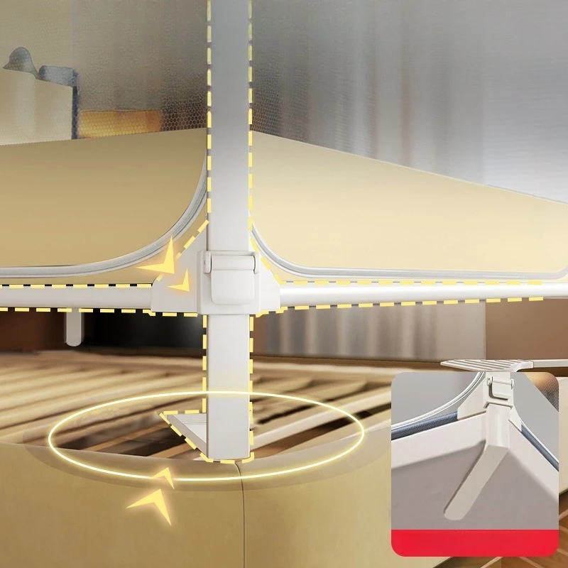 New adjustable drop-proof mosquito net for home and bedroom use, anti-fall bed fence zipper integrated design