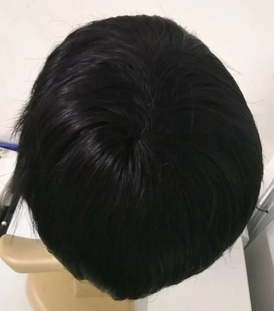 pixie memotong wig pendek berwarna hitam