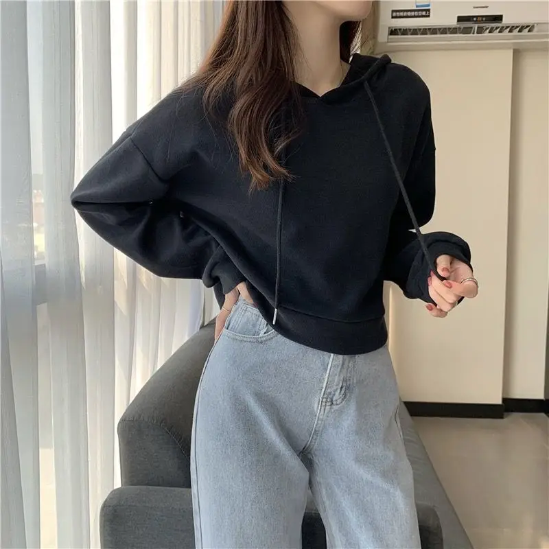 Bluzy z kapturem Y2K Odzież damska Odporna na zużycie Wygodna Zabawna Styl uliczny Neutralny styl Detale Beżowe trendy Ootd Zima Nowość