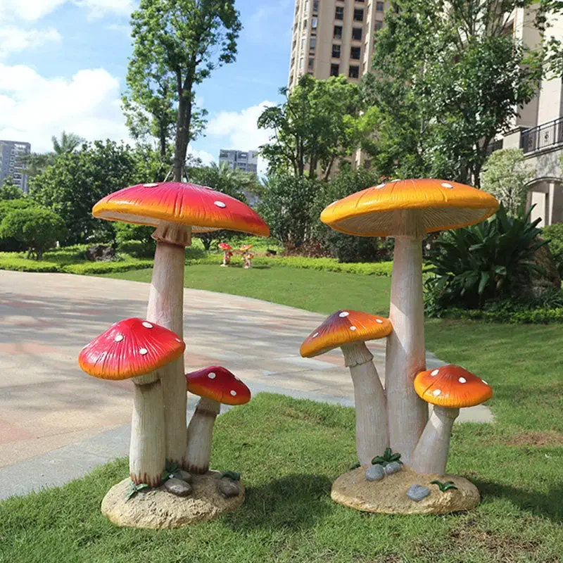 Outdoor Pastoral Simulation Resin Mushroom Ornament Park Landscape Plants Sculpture Crafts Courtyard Garden Figurines Decoration