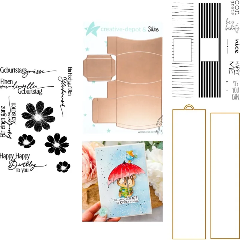 Konische Box mit Hakenverschluss Metall-Stanzformen & Stempel Scrapbook Tagebuch Dekoration Schablone Prägeschablone DIY Grußkarte
