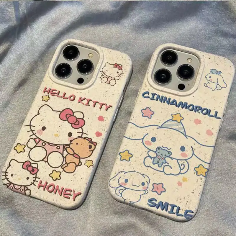 جراب هاتف Kawaii Hello Kitty ، غطاء واقي إبداعي للفتاة ، موضة أنيمي ، سانريو سينامورول ، 11 ، 12 ، 13 ، 14 ، 15 برو ماكس