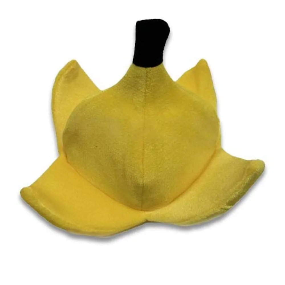 Soft Fabric Banana Hat Vibrant Yellow Design Three-Dimensional Peel Funny Fruit Headgear Unisex One Size