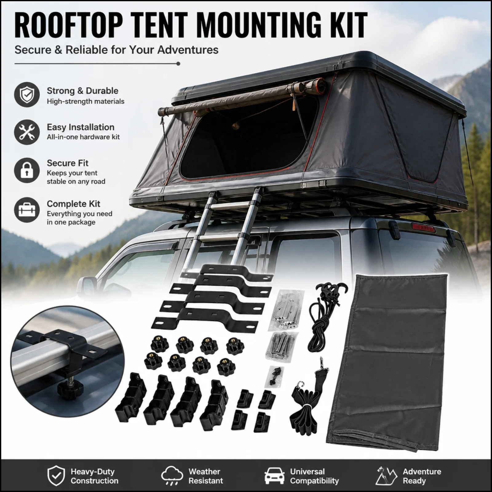 

Rooftop Quick Release Tent Mount Brackets Durability Portable Sturdy Rooftop Tent Accessories
