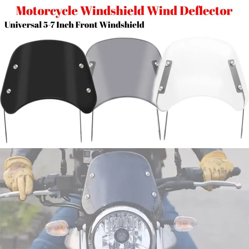 Motorrad Windschutzscheibe Universal Für 5-7 "Runde Scheinwerfer Windabweiser Windschutzscheibe Für Honda Yamaha Kawasaki Cruiser Cafe Rennen
