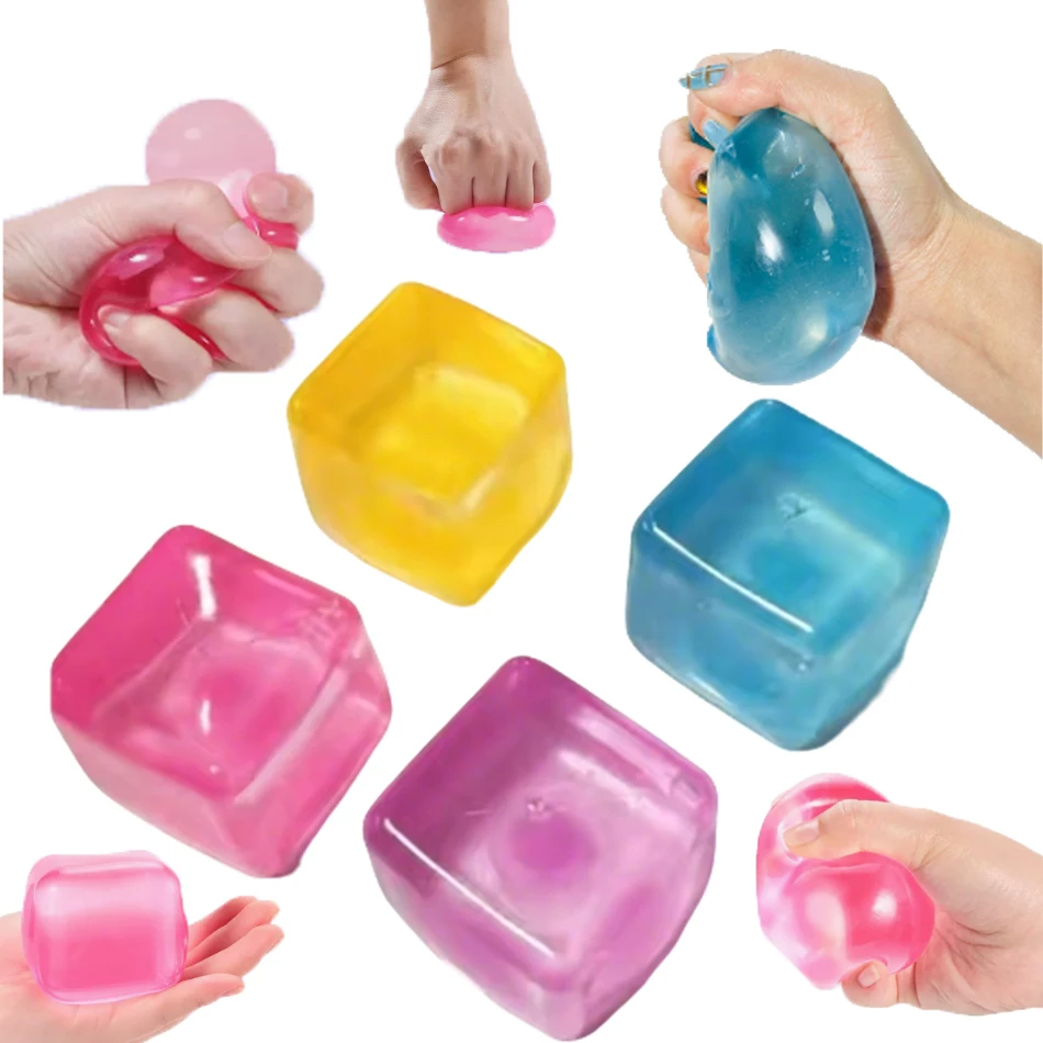 

IN Toy Gifts Ice Cube Shaped Fidget Toy Square Stress Relief Ball Squishy Squeeze Toys for Anxiety ADHD Stress Relief Sensory