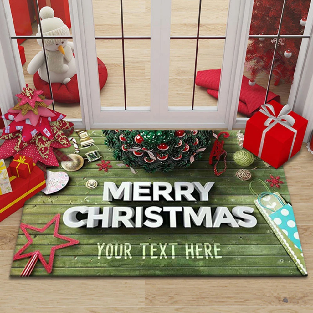 Merry Santa Holiday Design Doormat Durable Foot Mat for Festive Home Decor Hall Kitchen Living Room Bedroom Entry Mat