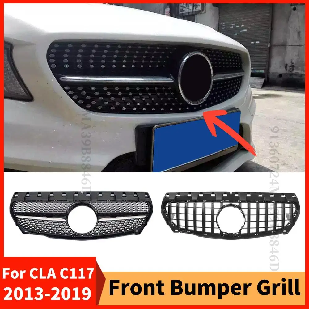 

Front Inlet Grille Racing Bumper Grill For Mercedes Benz CLA C117 2013-2019 W117 200 180 260 220 GT Diamond Tuning Accessories