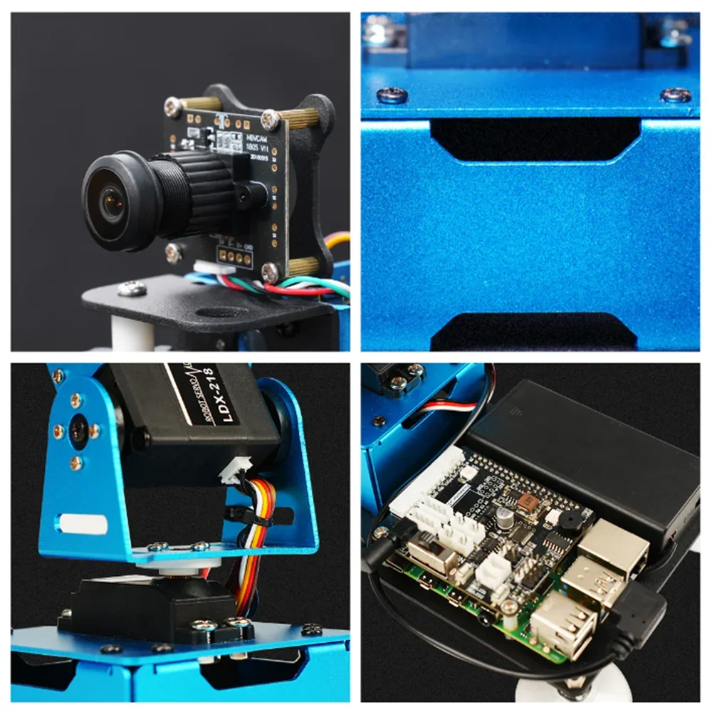 Hiwonder A-rmPi mini 4DOF Vision A-rm robótico alimentado por Raspberry Pi compatible con Python, seguimiento de objetivos OpenCV para principiantes