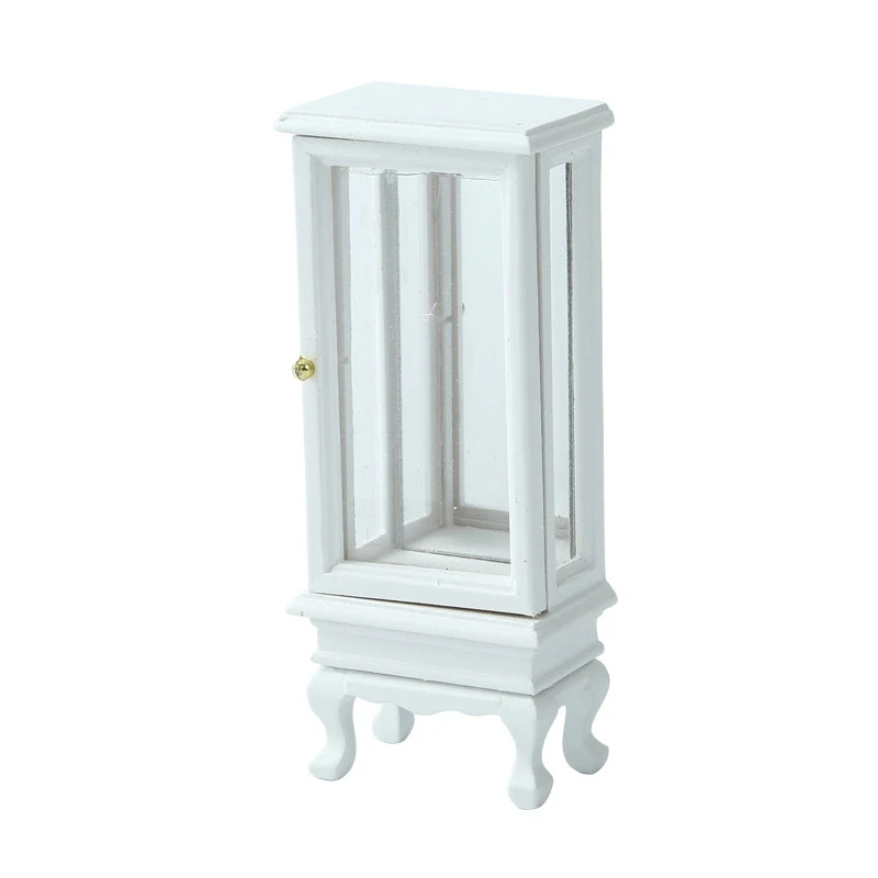 

Mini Storage Cabinet Pure White Furniture Dollhouse Kitchen Living Room Bookcase Display Miniature Shelf Accessories