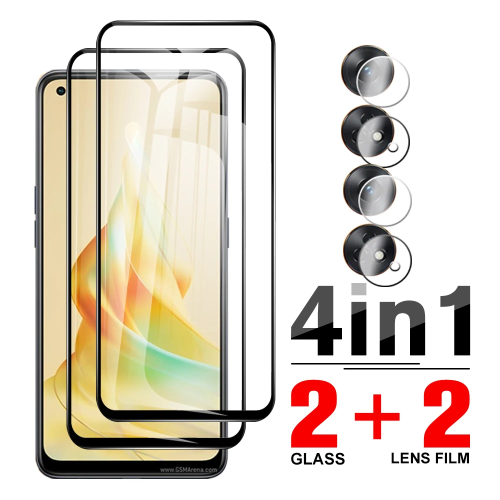 4In1 Full Cover Tempered Glass Case For Oppo Reno8 6.43''Camera Protector Orro Reno 8 T 8T T8 Reno8t 4G Screen Protection Film