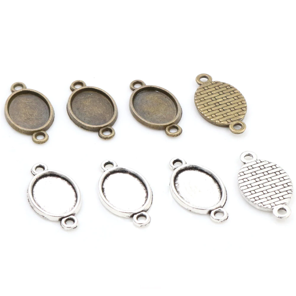 20 sztuk 10x14mm wewnętrzna rozmiar antyczne srebro pozłacane brąz dwa w stylu pętli podstawa z kameą i kaboszonem ustawienie wisiorek naszyjnik ustalenia