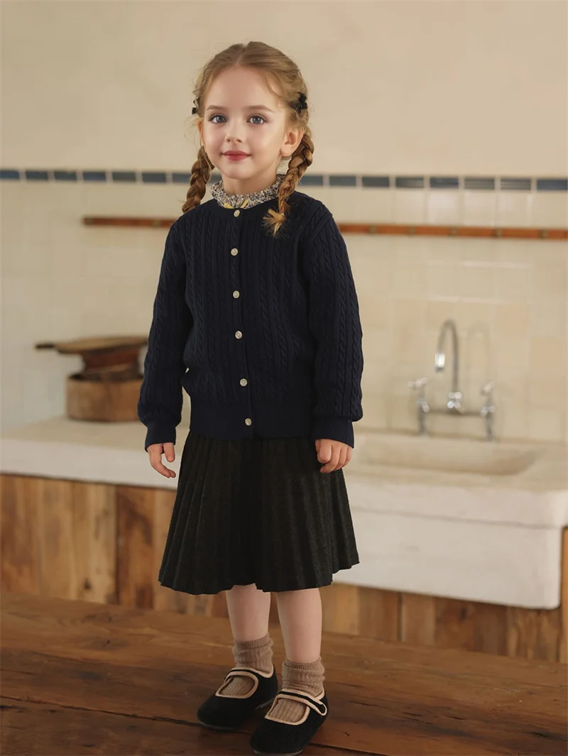 Girls Spring Autumn Coats Kids Fashion Soild Versatile Outdoor Outerwear Children Comfortable Long Sleeve Single Breasted Jacket