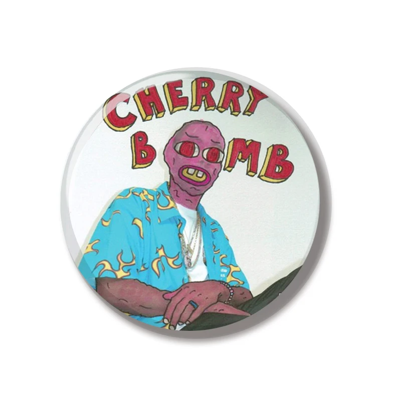 44 مللي متر تايلر مغني الراب الخالق CherryBomb غلاف الألبوم مضحك دبوس لينة زر دبوس مجوهرات الإبداعية شارة بروش حقيبة ظهره تزيين
