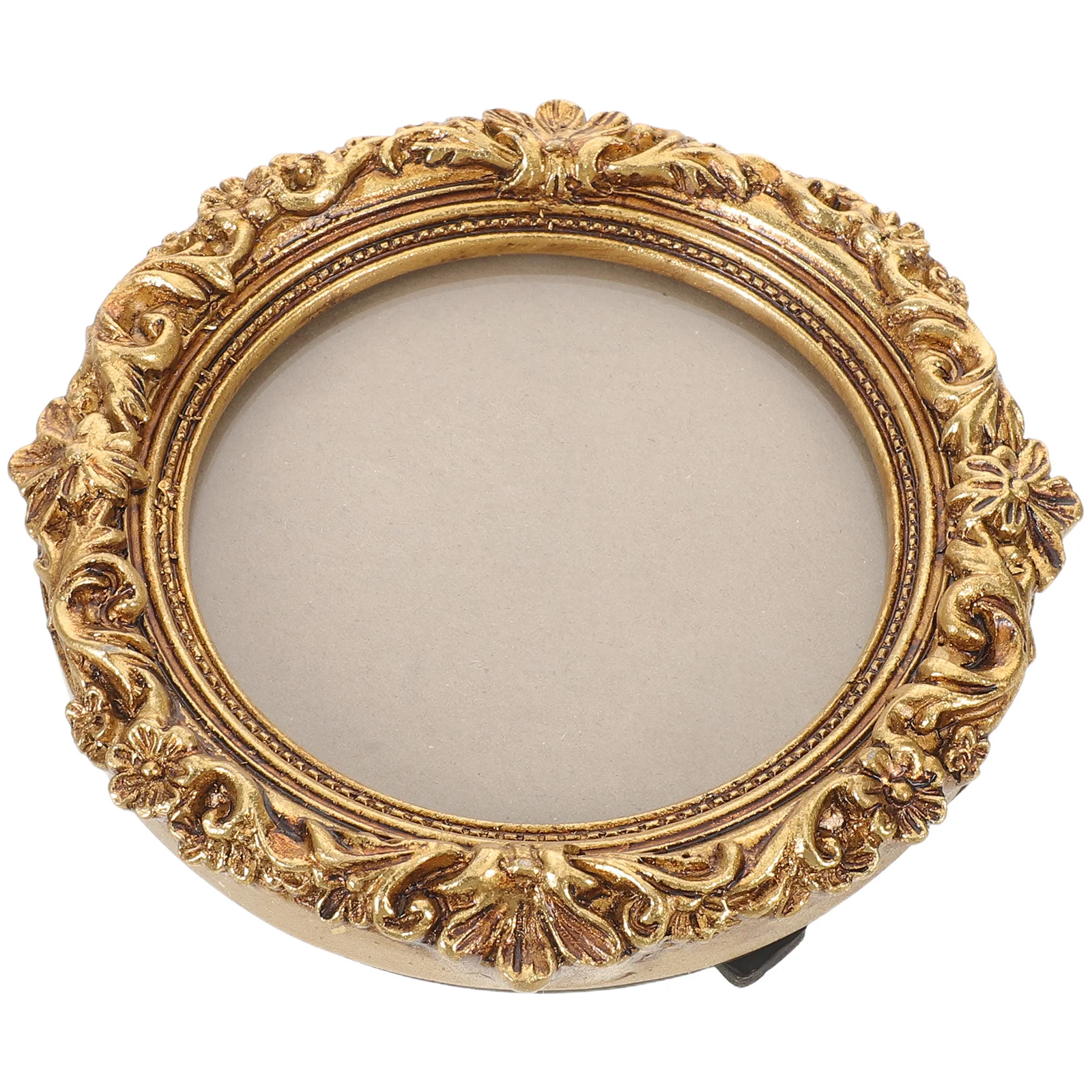 

Round Resin Photo Frame Vintage Ornate 5.31 European Style Standing Desk Frame Decorative Embossed Vintage Small Tabletop Holder