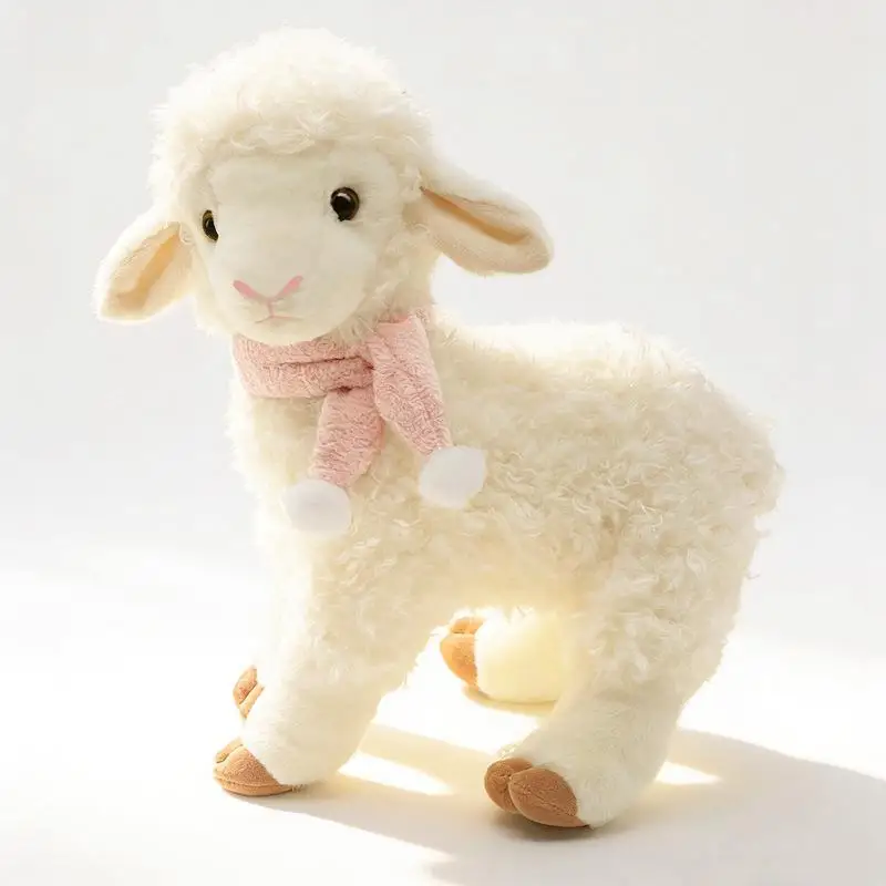 Stuffed Lamb Animal Toy Soft Plush with Bell Sheep Plushies Doll 1Pcs for Eid Mubarak Party Decoration - view 2