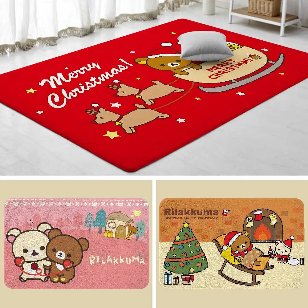 Cartoon-R-Rilakkumas-Christma Floor Mat Laundry Rug Carpet For Living Room Decor Lounge Area Anti-slip Foot Mat Entrance Doormat