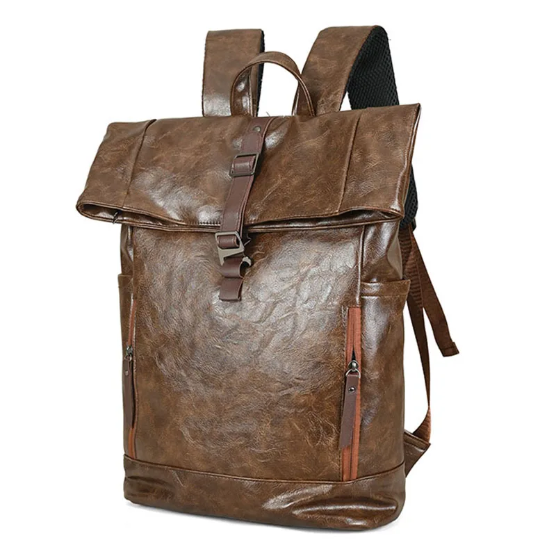 PU Men Backpack Large Capacity Outdoor Travel Commuting Camping Hiking Shoulder Bag Business Travel Laptop College Schoolbag