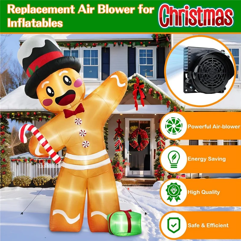 A50I Aufblasbarer Ventilator-Ersatz, 1,5 A Luftventilator-Gebläse mit Adapter, 3 LED-Lampen-Lichterketten für Weihnachten im US-Stecker