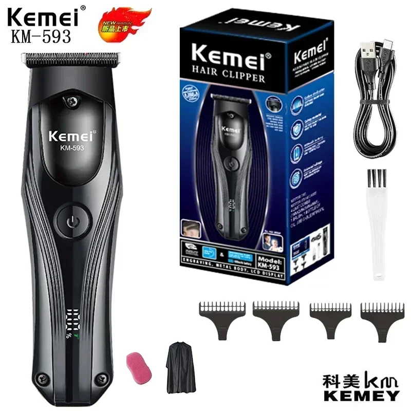 

Kemei Km-593 Rechargeable Professional Hair Trimmer Clippers Cordless Hair Cutting Machine for Man Clipper Barber Shop