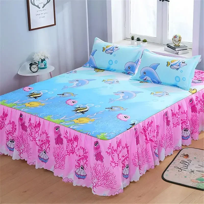 3pcs Bedding Bed Skirt With 2pcs Pillowcases Wedding Bedspread Bed Sheet Mattress Cover Full Twin Queen King Size Bedsheets