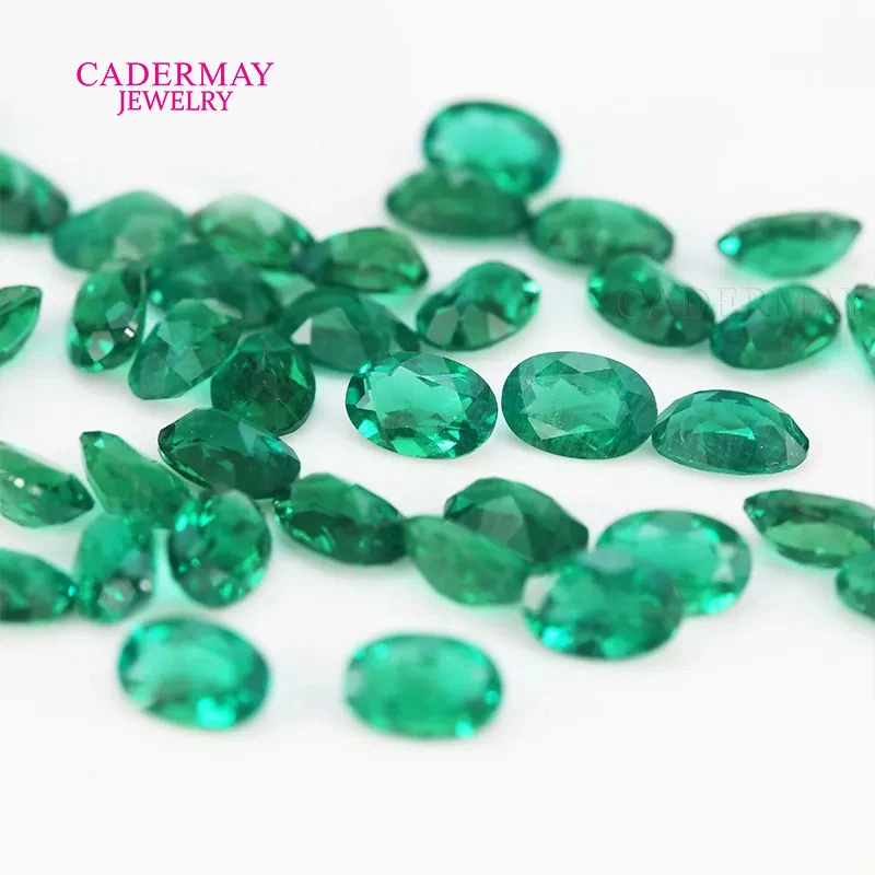 Muzuo الأخضر مختبر نمت أحجار كريمة من الزمرد 2x4 مللي متر-12x16 مللي متر البيضاوي قطع الطبيعية الزمرد الحرارية المائية Inculsions لمجوهرات الزمرد